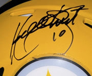 Kordell Stewart autograph close-up Pittsburgh Steelers yellow mini football helmet