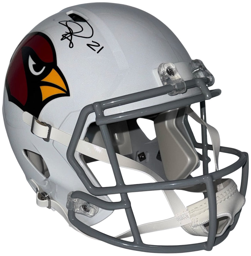 Patrick Peterson signed Arizona Cardinals white throwback Speed full-size replica helmet JSA front view