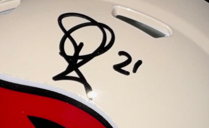 Patrick Peterson autograph number 21 inscription close-up