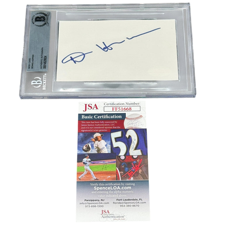 Dennis Hopper Signed Index Card Beckett Slabbed & JSA Authentic Autograph