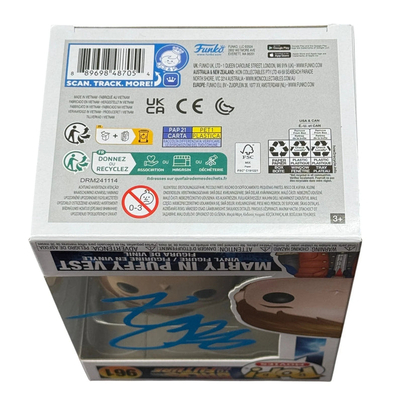 Michael J Fox Signed Marty In Puffy Vest Funko Pop 961 BTTF Beckett Autograph