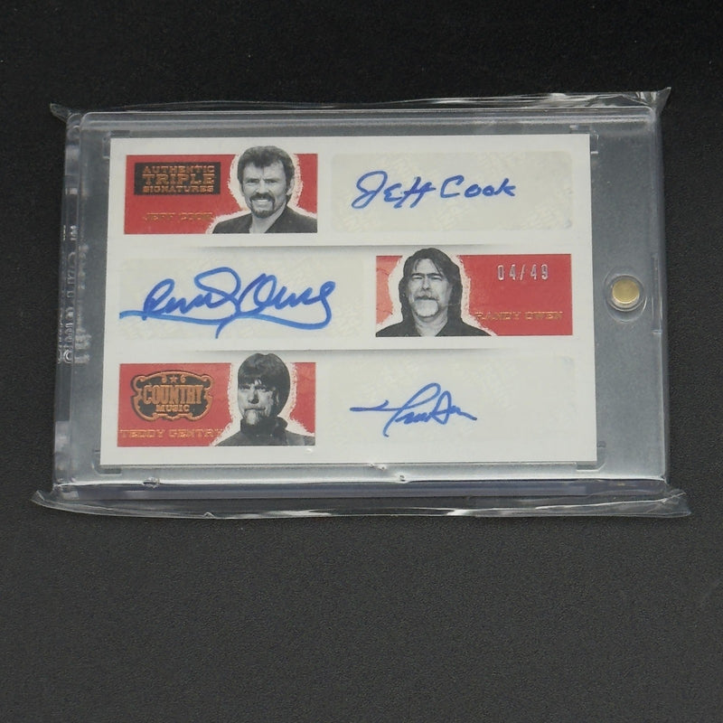 Alabama Triple Signed Panini Country Music Card Owen, Cook, Gentry Auto #4/49