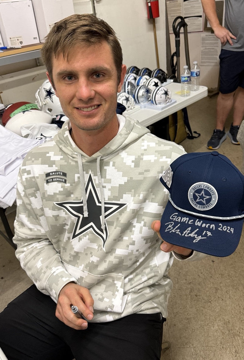 Brandon Aubrey Signed Auto Game Worn 2024 Cowboys Hat Beckett BAS COA #1