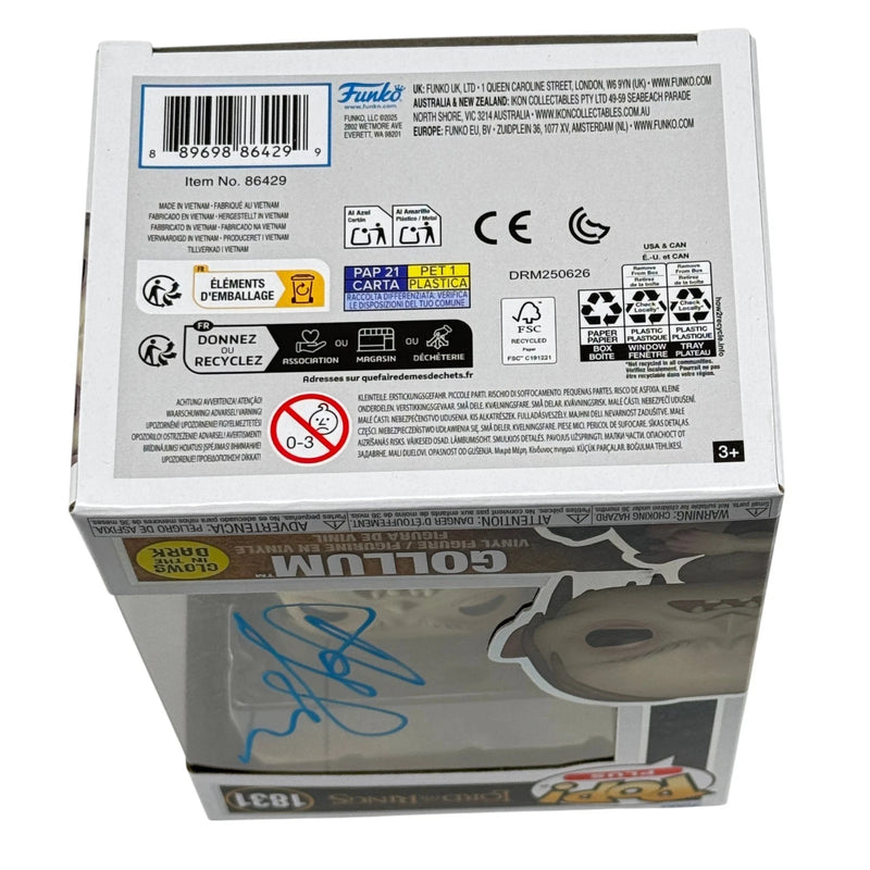 Andy Serkis Signed Gollum Funko Pop #1831 Lord Of The Rings Beckett Autograph