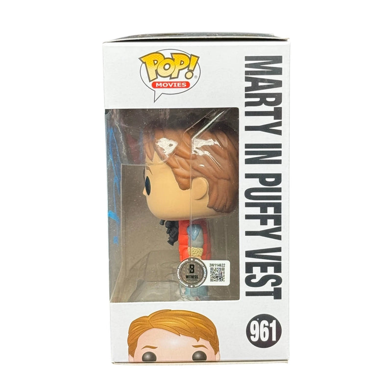 Michael J Fox Signed Marty In Puffy Vest Funko Pop 961 BTTF Beckett Autograph