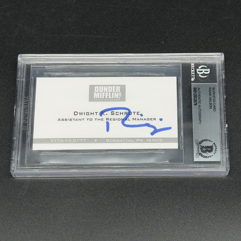 Rainn Wilson Signed Business Card Dwight Schrute Beckett Slabbed Autograph!