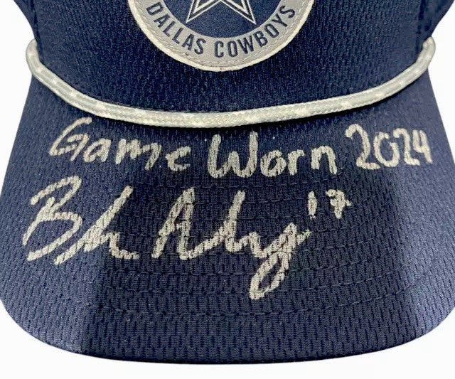 Brandon Aubrey Signed Auto Game Worn 2024 Cowboys Hat vs ATL Beckett BAS COA #4