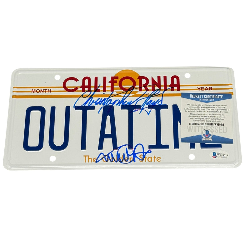 Michael J Fox & Christopher Lloyd Signed OUTATIME License Plate BTTF Beckett COA