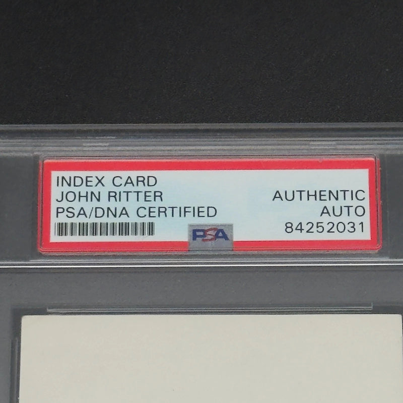 John Ritter Signed Index Card Threes Company Slabbed PSA/DNA Authentic Autograph