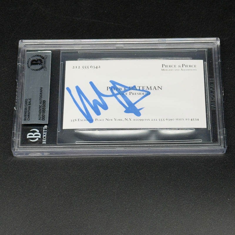 Christian Bale Signed American Psycho Business Card Autograph Beckett Slabbed!!!