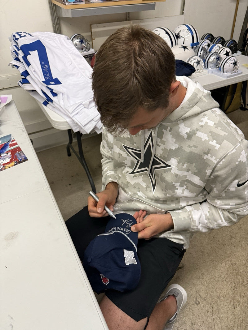 Brandon Aubrey Signed Auto Game Worn 2024 Cowboys Hat vs ATL Beckett BAS COA #4