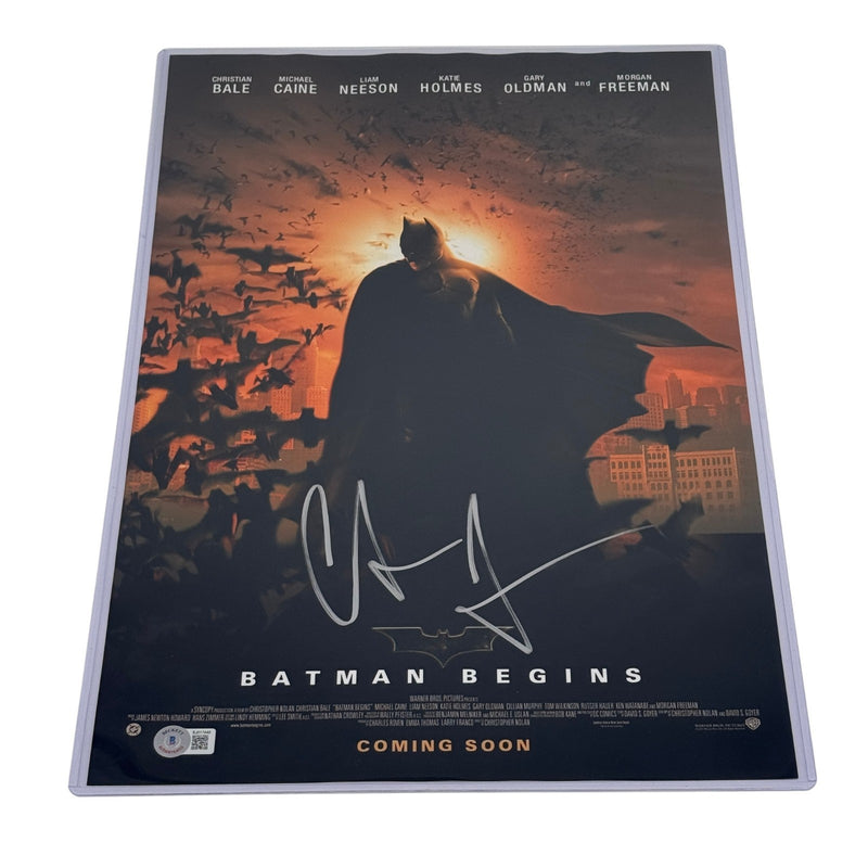 Christian Bale Signed 12x18 Batman Begins Poster Photo Beckett BAS Autoghraph!