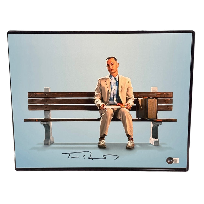 Tom Hanks Signed 11x14 Photo Forrest Gump Iconic Bench Autographed Beckett BAS