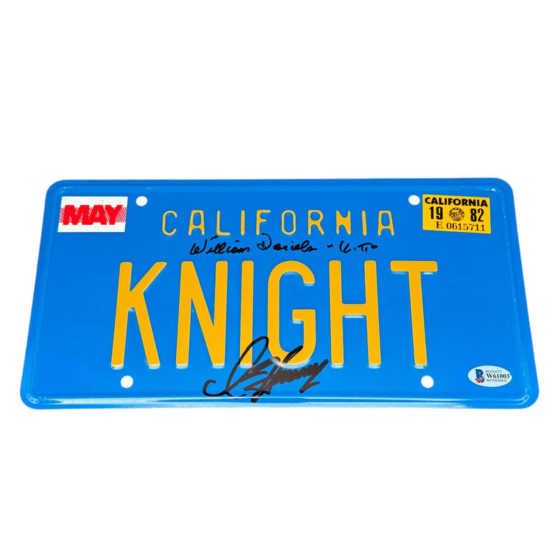 David Hasselhoff William Daniels Signed KNIGHT Rider License Plate Beckett COA!