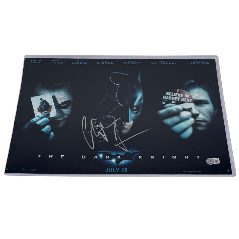 Christian Bale Signed 12x18 Batman Dark Knight Poster Photo Beckett Autoghraph