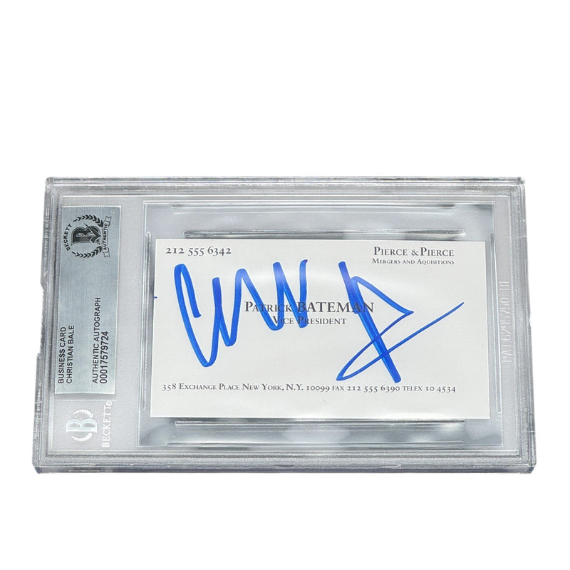 Christian Bale Signed American Psycho Business Card Autograph Beckett Slabbed