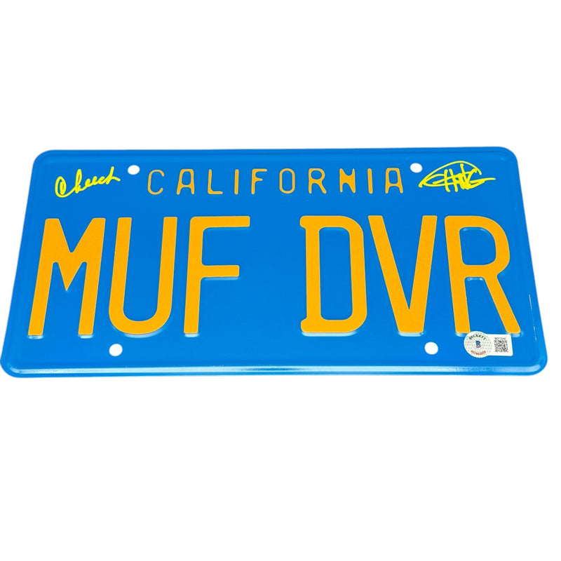 Cheech Marin & Tommy Chong Signed MUF DVR License Plate Autograph Beckett COA