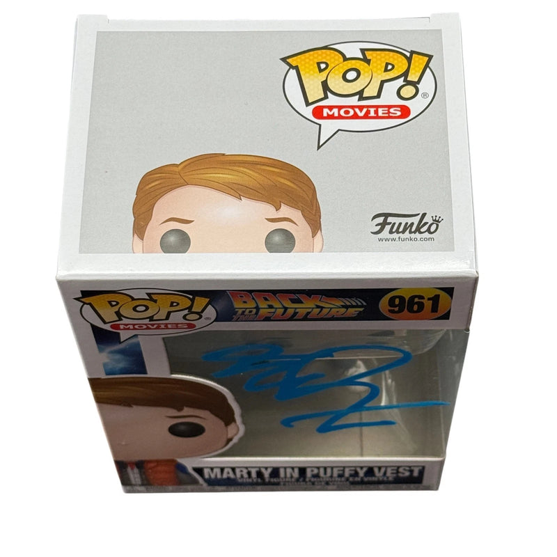 Michael J Fox Signed Marty In Puffy Vest Funko Pop 961 BTTF Beckett Autograph