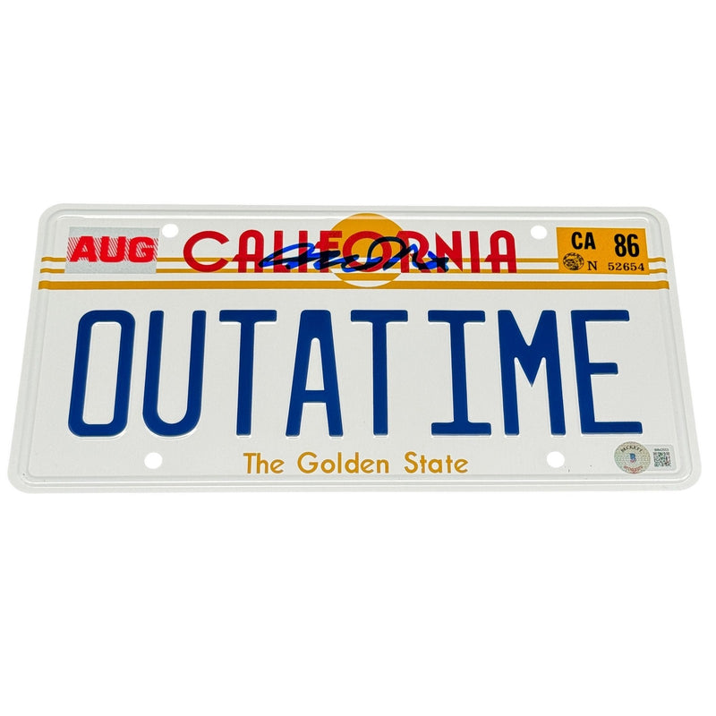 Michael J Fox Signed OUTATIME License Plate Back to the Future Beckett COA!