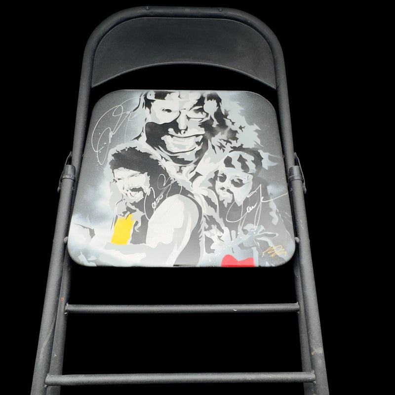 RARE! Mick Foley Signed Metal Chair - Mankind, Cactus Jack, Dude Love Autographs