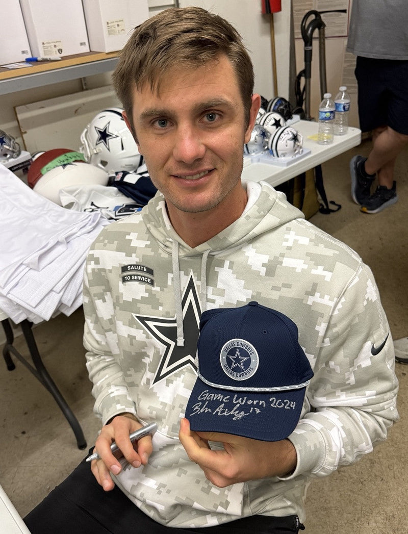 Brandon Aubrey Signed Auto Game Worn 2024 Cowboys Hat Beckett BAS COA #2