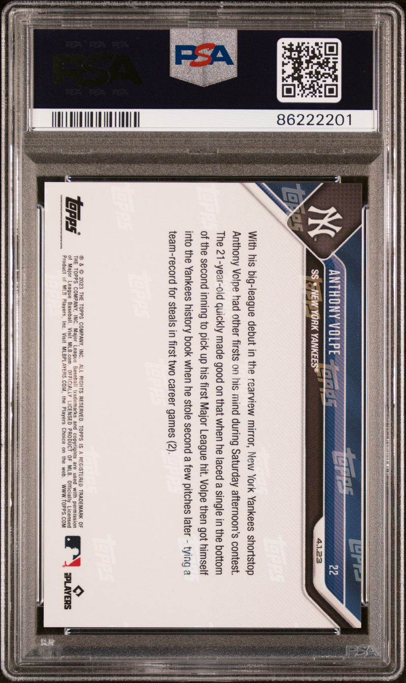 Graded 2023 Topps Now Anthony Volpe #22 Rookie RC Baseball Card PSA 10 Gem Mint
