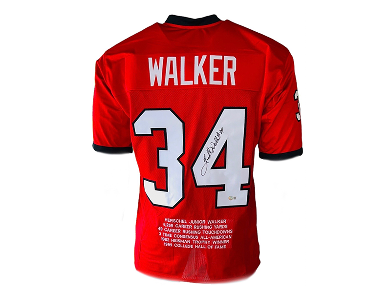 Herschel Walker Autographed College-Edition Red Stats Football Jersey (Beckett)