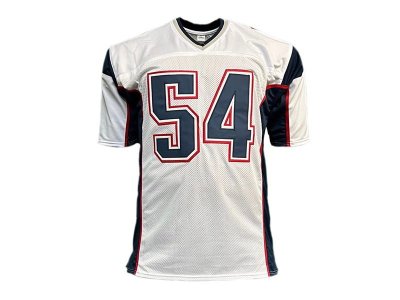 Tedy Bruschi Autographed New England  White Football Jersey (JSA)