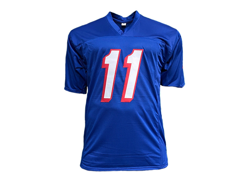 Drew Bledsoe Autographed New England Blue Football Jersey (JSA)