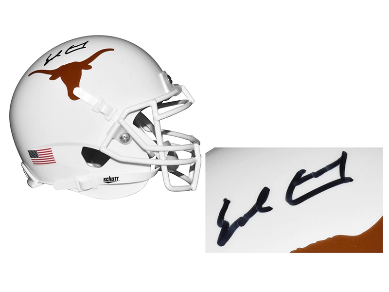 Earl Campbell Signed Texas Longhorns White Mini Schutt Football Helmet (JSA)