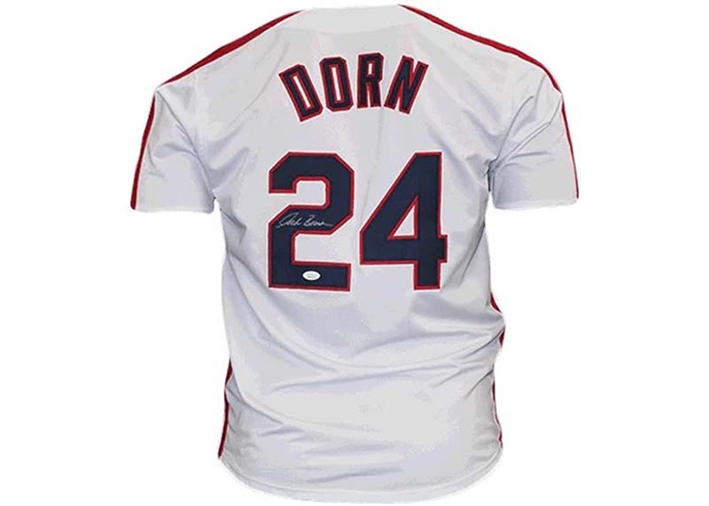 Corbin Bernsen Autographed Baseball Jersey Major League The Movie "Dorn" (JSA)