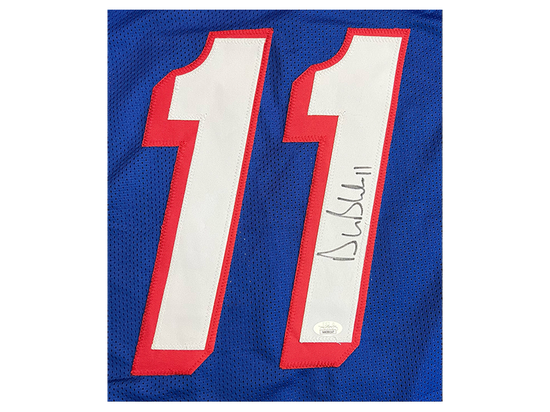Drew Bledsoe Autographed New England Blue Football Jersey (JSA)