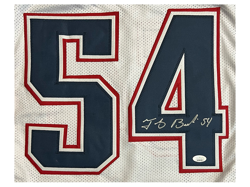 Tedy Bruschi Autographed New England  White Football Jersey (JSA)
