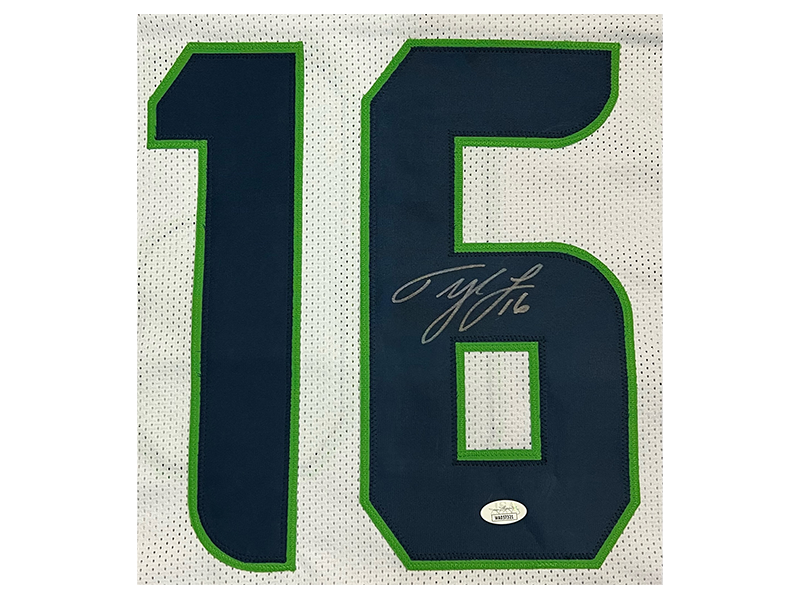 Tyler Lockett Autographed Pro Style White football Jersey JSA