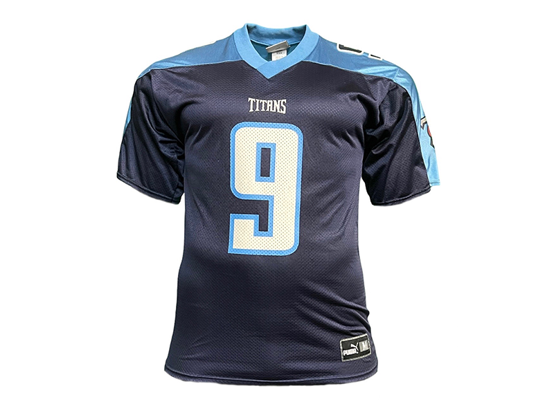 Steve McNair Autographed Blue Puma Tennessee Titans Football Jersey (JSA)