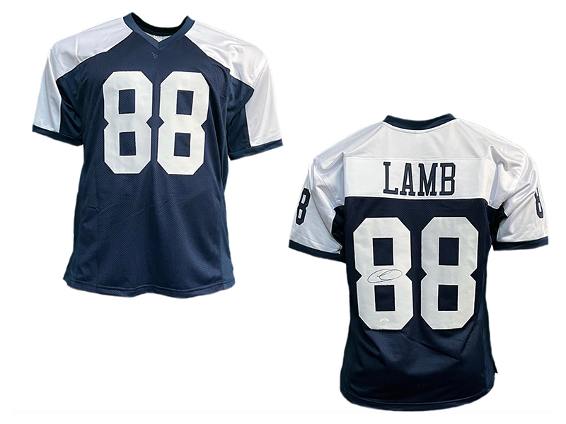 CeeDee Lamb Autographed Pro Style Thanksgiving Football Jersey (JSA)