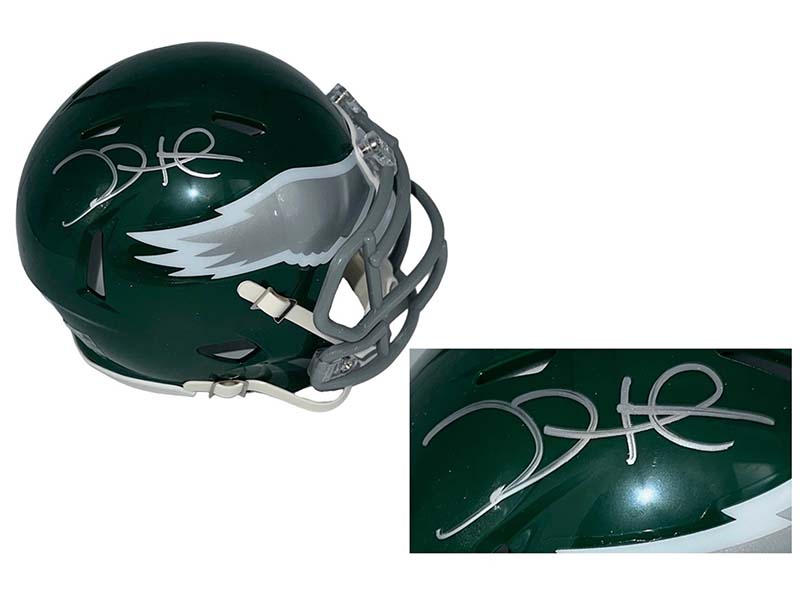 Jalen Hurts Autographed Philadelphia Eagles Throwback Mini Football Helmet (JSA)