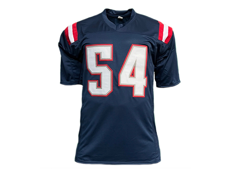 Tedy Bruschi Autographed New England Blue Football Jersey (JSA)