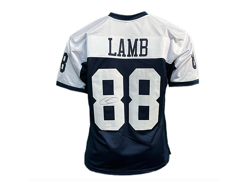 CeeDee Lamb Autographed Pro Style Thanksgiving Football Jersey (JSA)