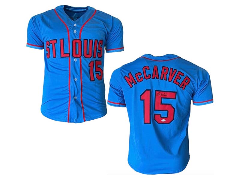 Tim McCarver Autographed Signed St Louis Blue Baseball Jersey (JSA)