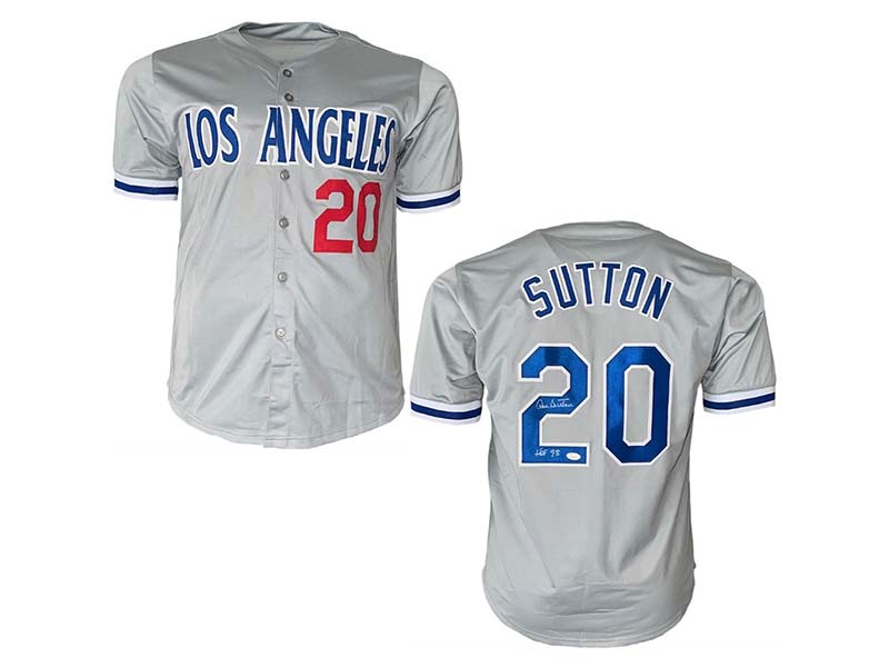 Don Sutton Autographed HOF '98 Los Angeles Gray Baseball Jersey (JSA)
