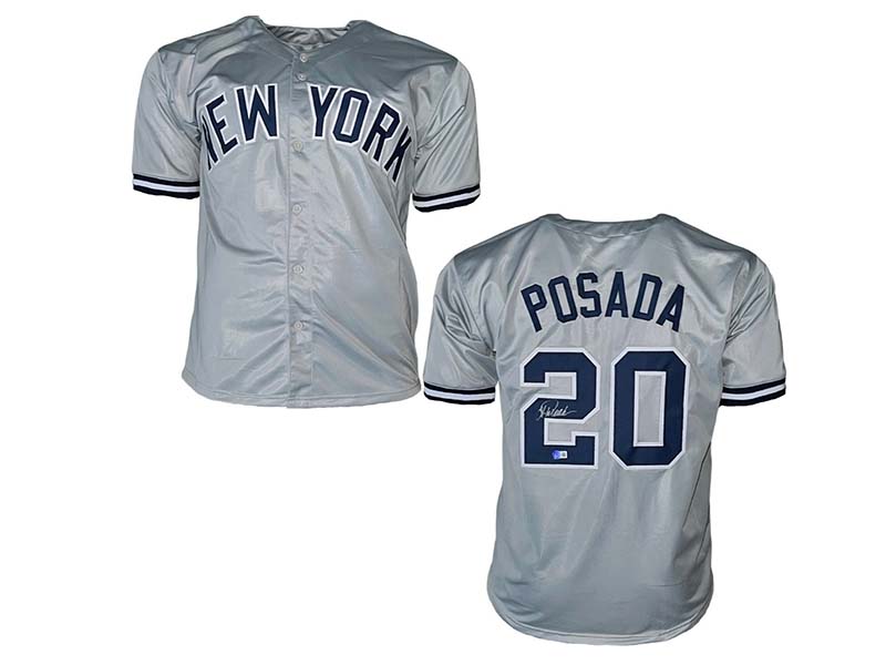 Jorge Posada Autographed New York Gray Pro Style Jersey Beckett