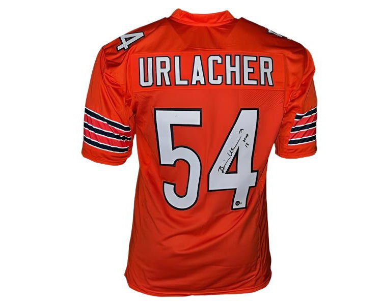 Brian Urlacher Autographed HOF 18 Inscription Chicago Orange Football Jersey Beckett