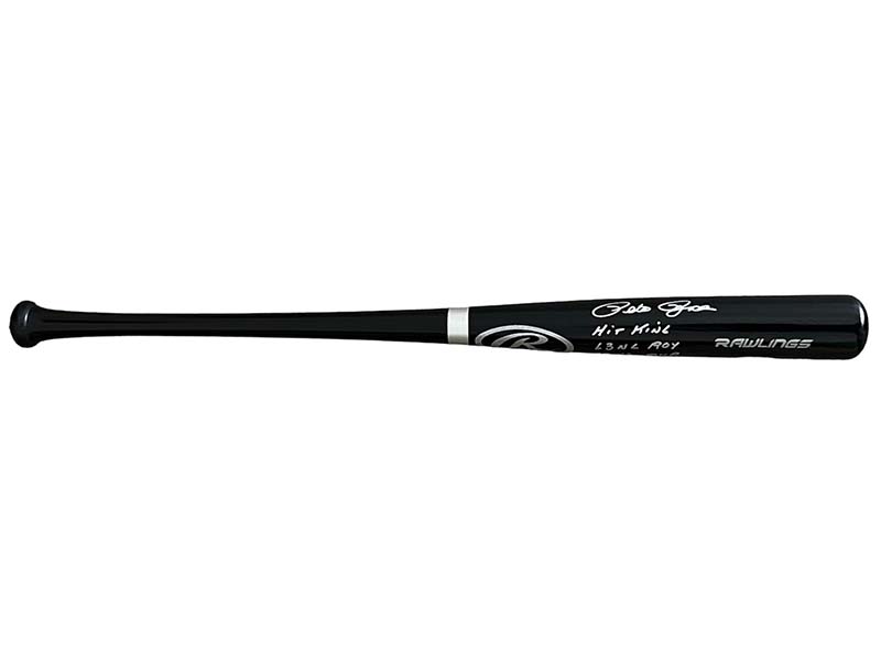 Pete Rose Autographed Rawlings Black Baseball Bat “Hit King" “63 NL ROY” “NL MVP” Insc