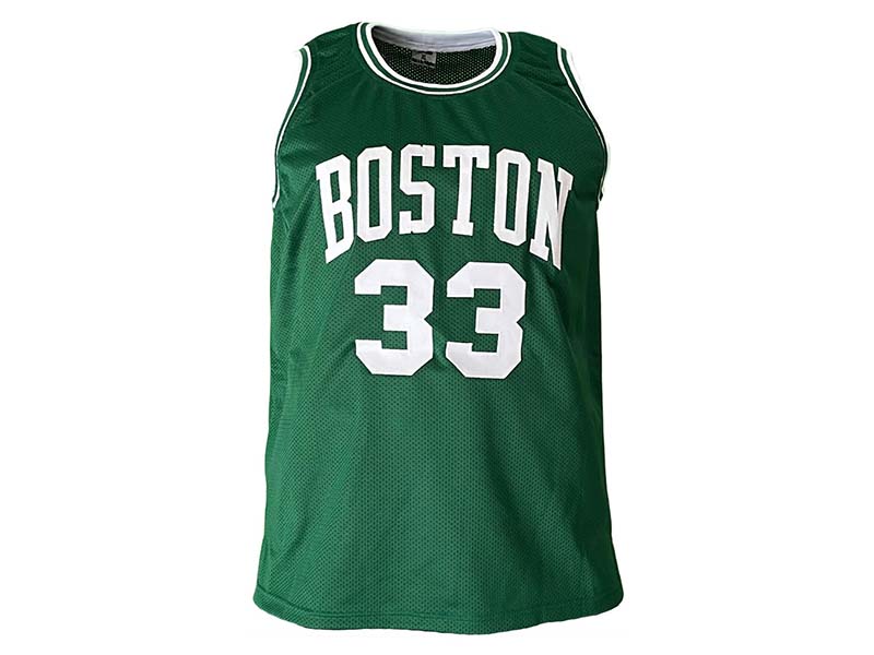 Larry Bird Autographed Custom Green Boston Stat Basketball Jersey Beckett