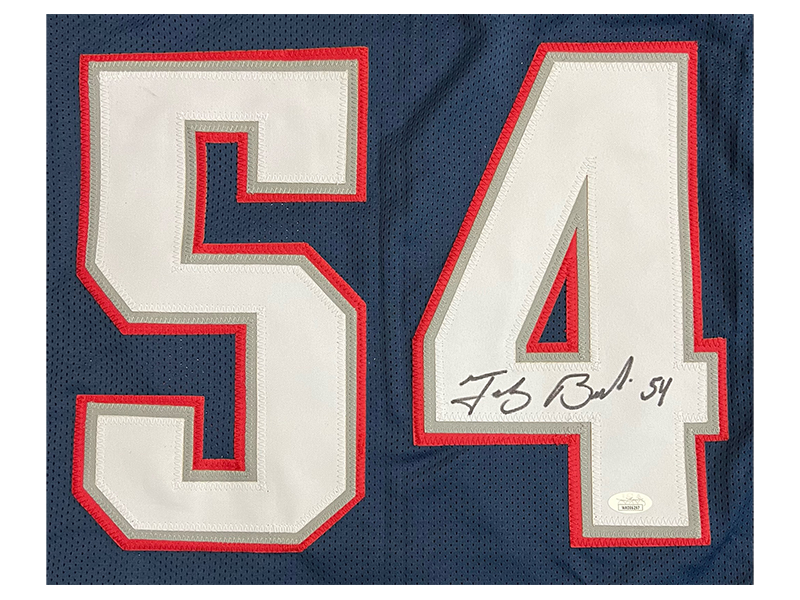 Tedy Bruschi Autographed New England Blue Football Jersey (JSA)