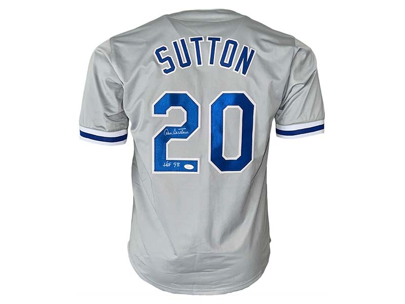 Don Sutton Autographed HOF '98 Los Angeles Gray Baseball Jersey (JSA)