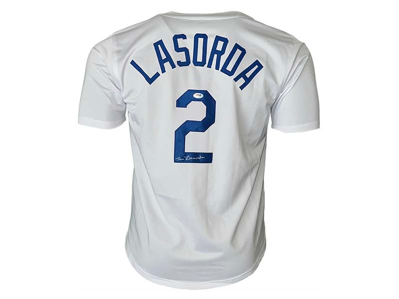 Tommy Lasorda Autographed Los Angeles White Baseball Jersey (PSA