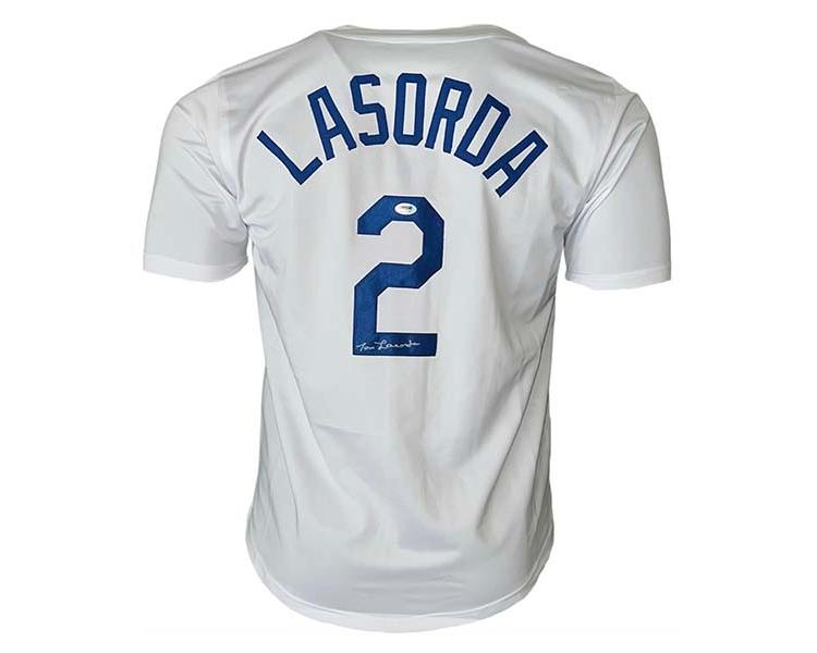 Tommy Lasorda Autographed Los Angeles White Baseball Jersey (PSA)