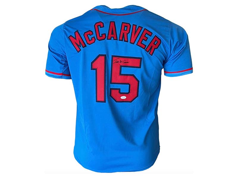 Tim McCarver Autographed Signed St Louis Blue Baseball Jersey (JSA)